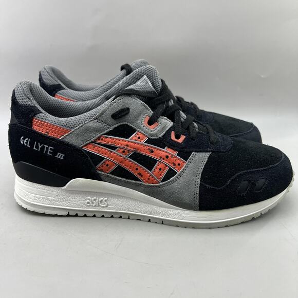 ASICS Gel Lyte III Running Shoes Mens Size 8.5 Black Orange Comfort Low Sneakers - Picture 1 of 9